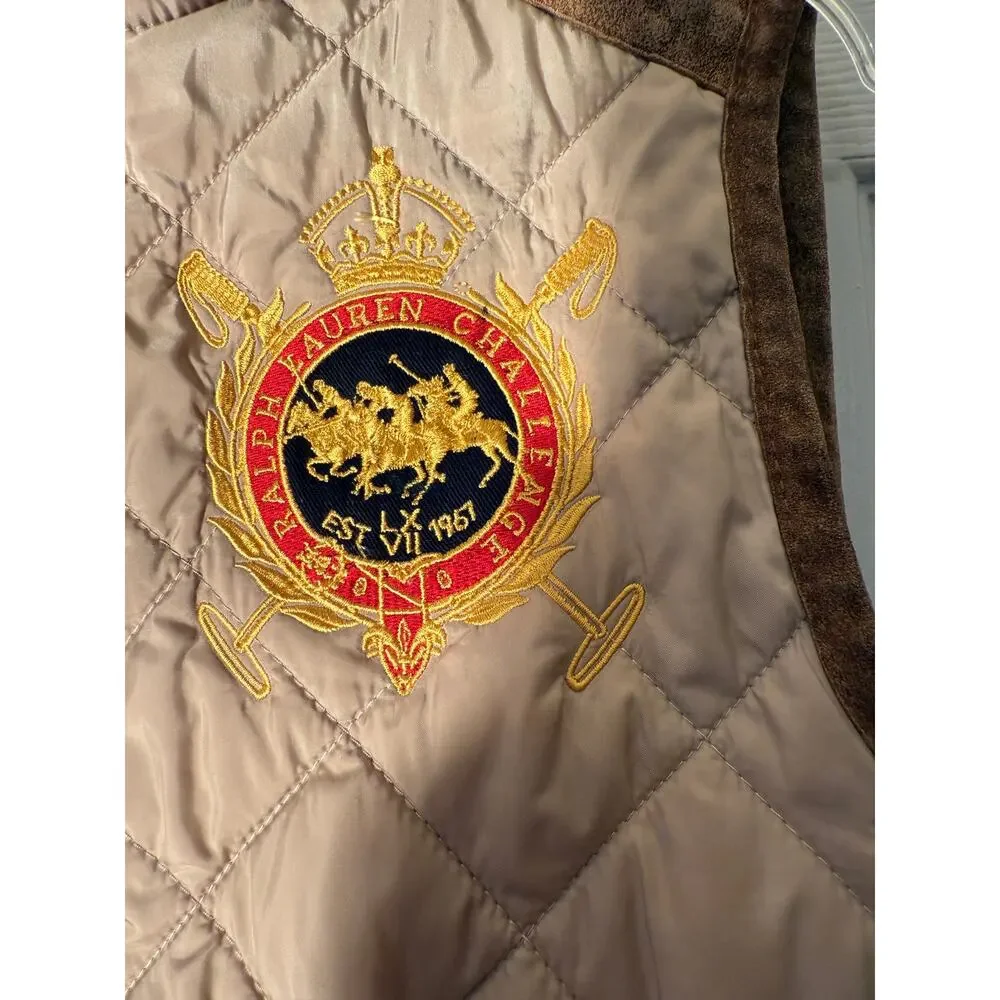 Ralph Lauren Sport Vest Brown Country Riders Jockey Club Challenge Crest Sz XS - Picture 5 of 16